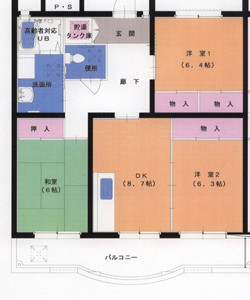 団地の間取り図 3DK