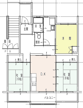 梅木団地B棟3Ldk間取り図