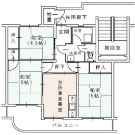 中多久駅前改良住宅3Dk間取り図