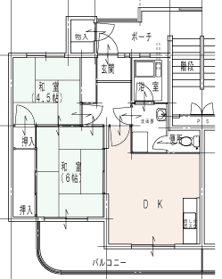 中多久駅前改良住宅2Dk間取り図